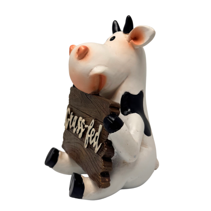 6" Cow with Sign Figurine