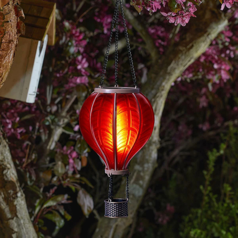 25" Hot Air Balloon Solar Lantern - Red