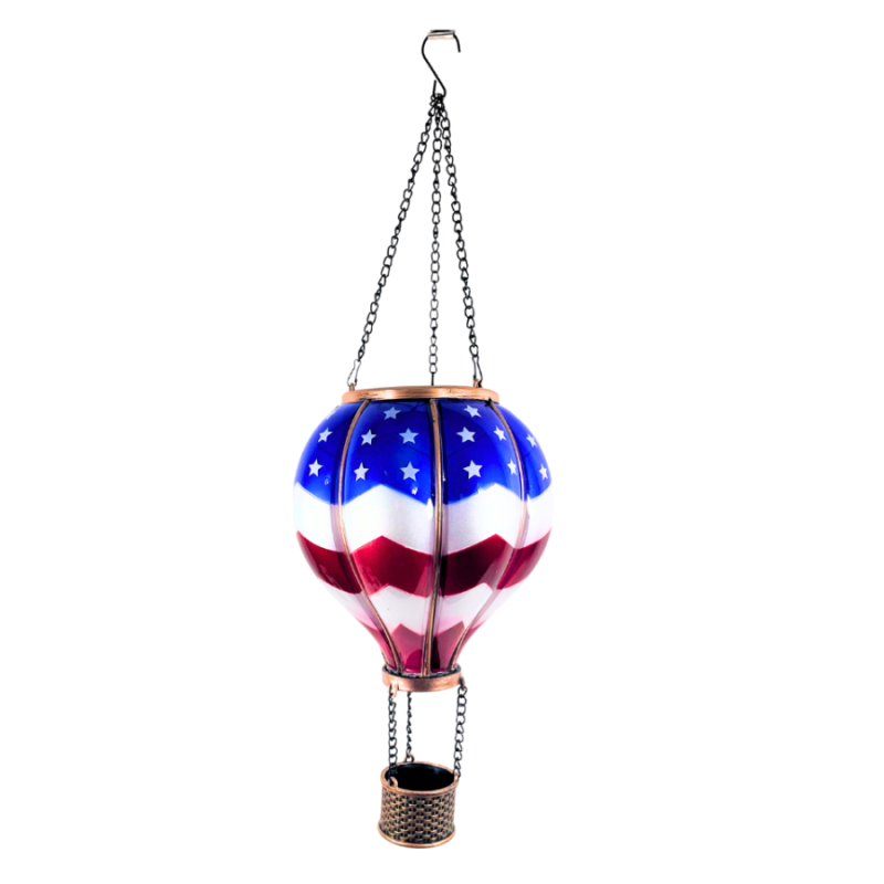 Hot Air Balloon Solar Lantern - American Flag- Small