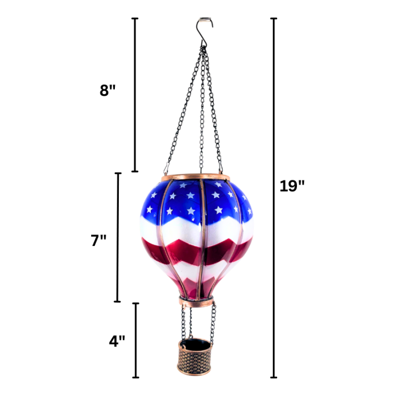 Hot Air Balloon Solar Lantern - American Flag- Small