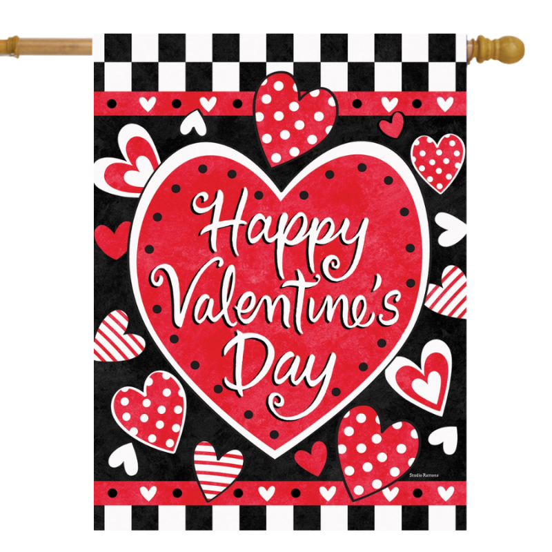 Valentine's Check House Flag