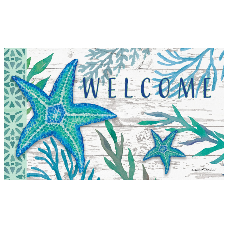 Teal Starfish Doormat