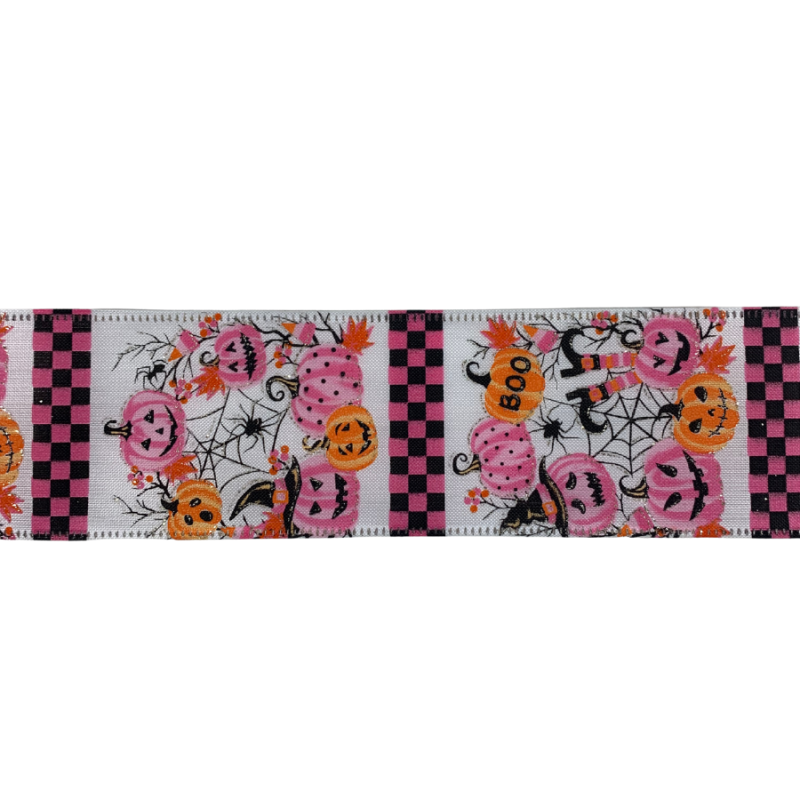 2.5" x 10yd Pink Halloween Ribbon