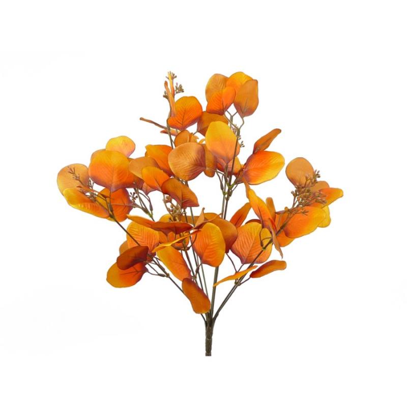 18"H Eucalyptus Leaf Spray - Rust Orange