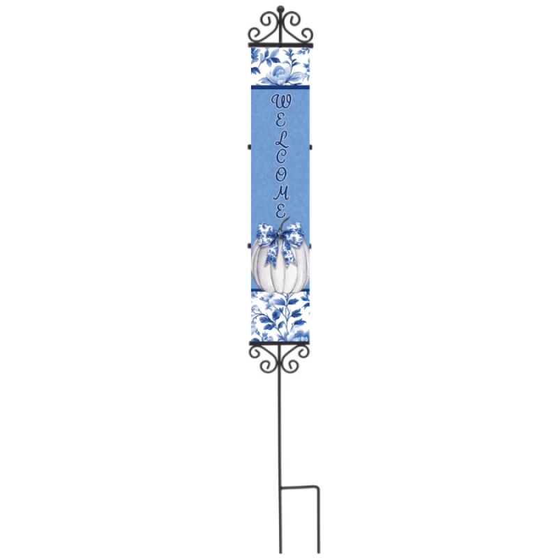 Blue & White Pumpkin Yard Expression Sign