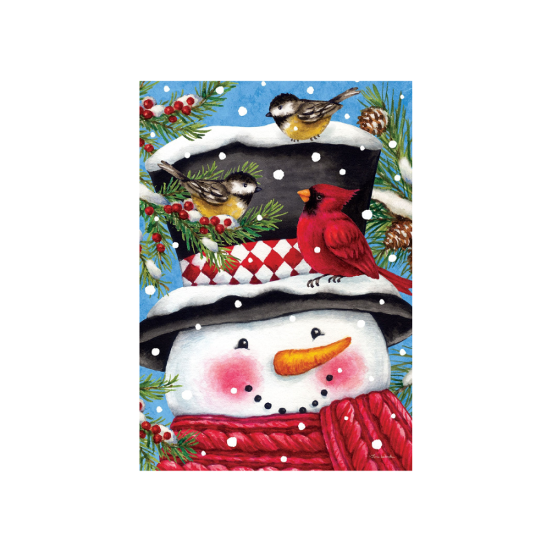 Snowman & Birds House Flag