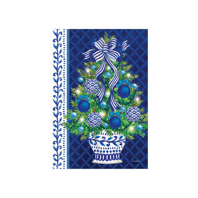 Chinoiserie Christmas Tree House Flag