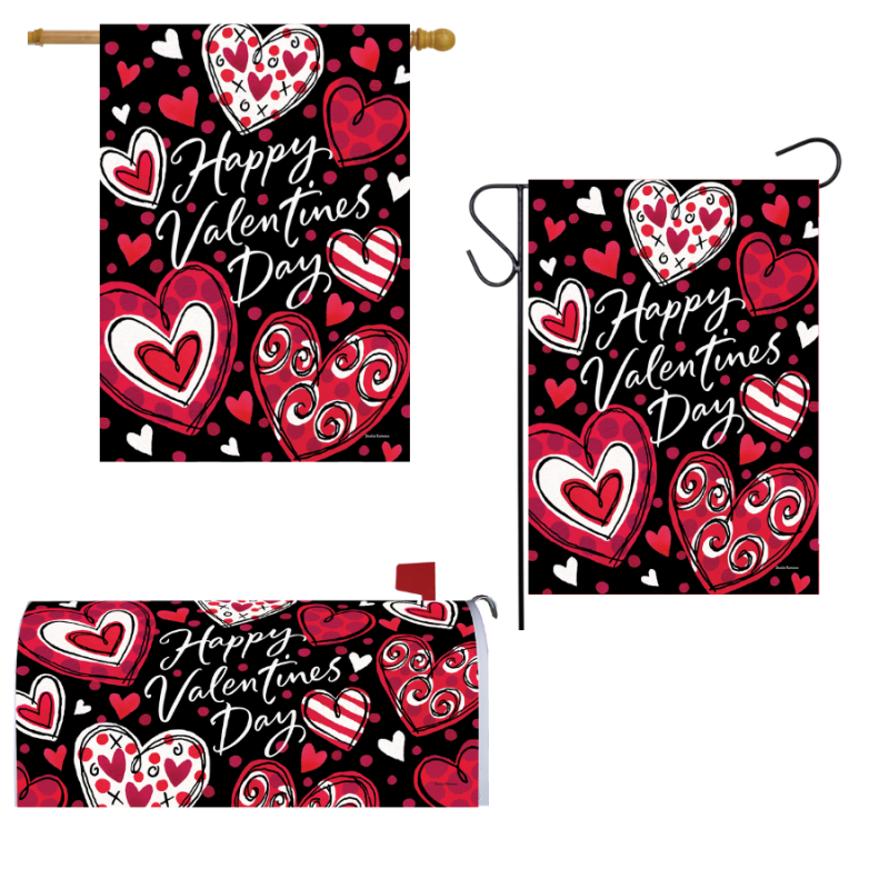 Black and Red Hearts Yard Decor Set
