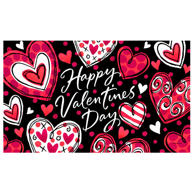 Black and Red Hearts Doormat