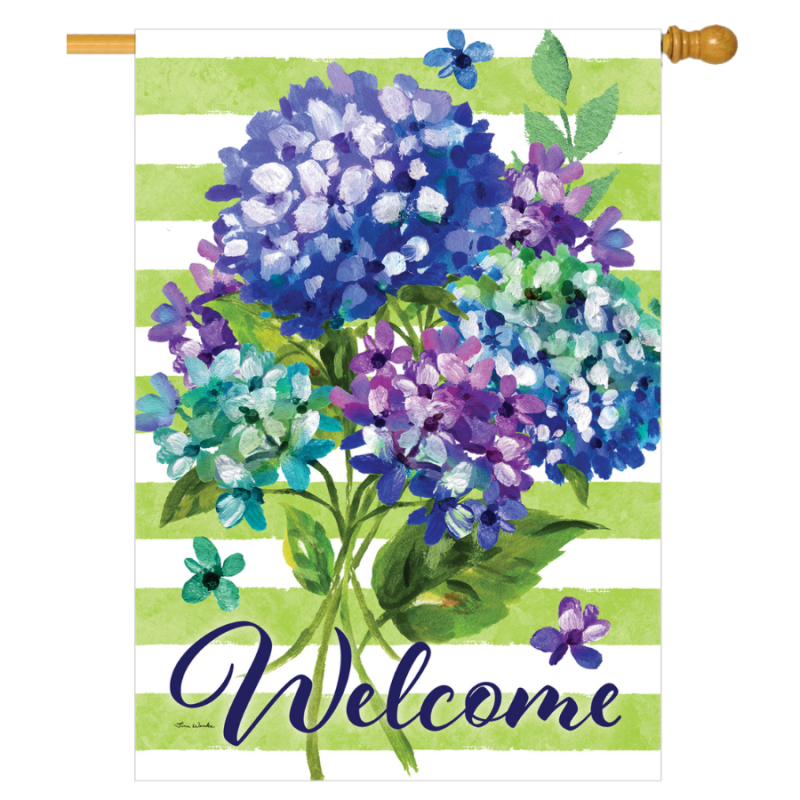 Striped Hydrangea House Flag