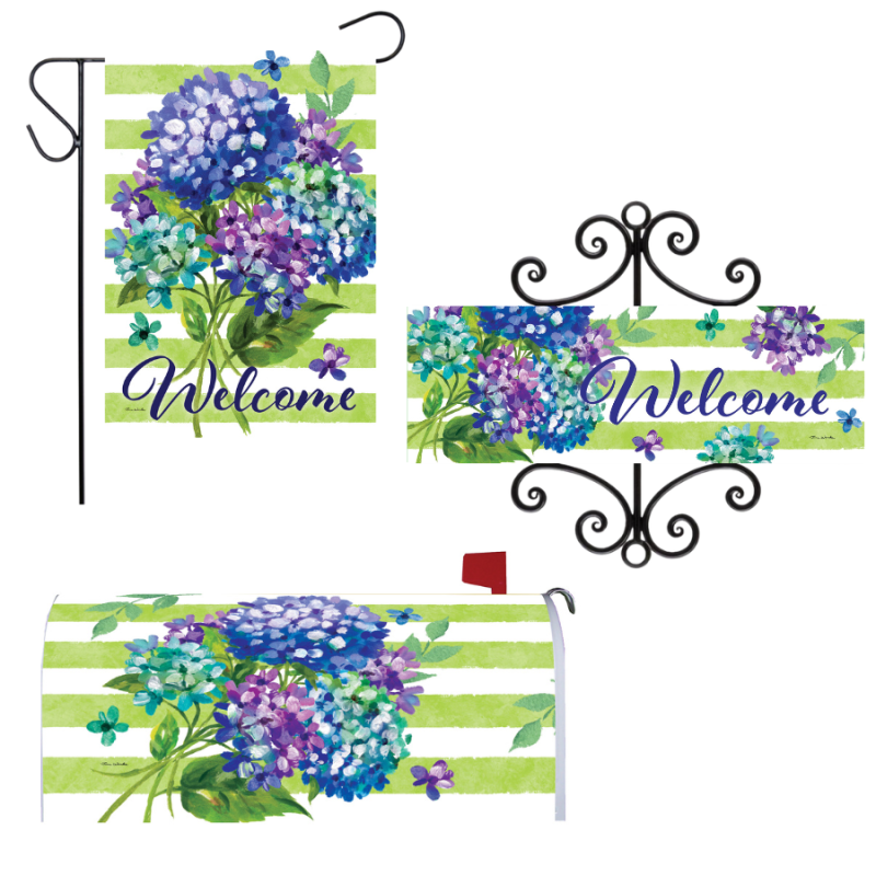 Striped Hydrangeas Yard Decor Set