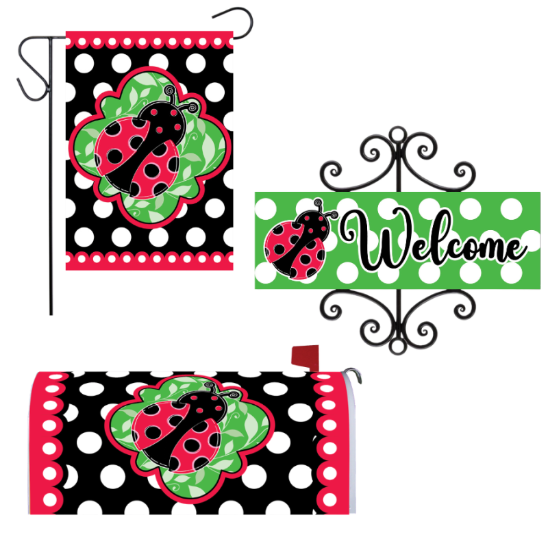 Spotted Ladybug Yard Decor Set