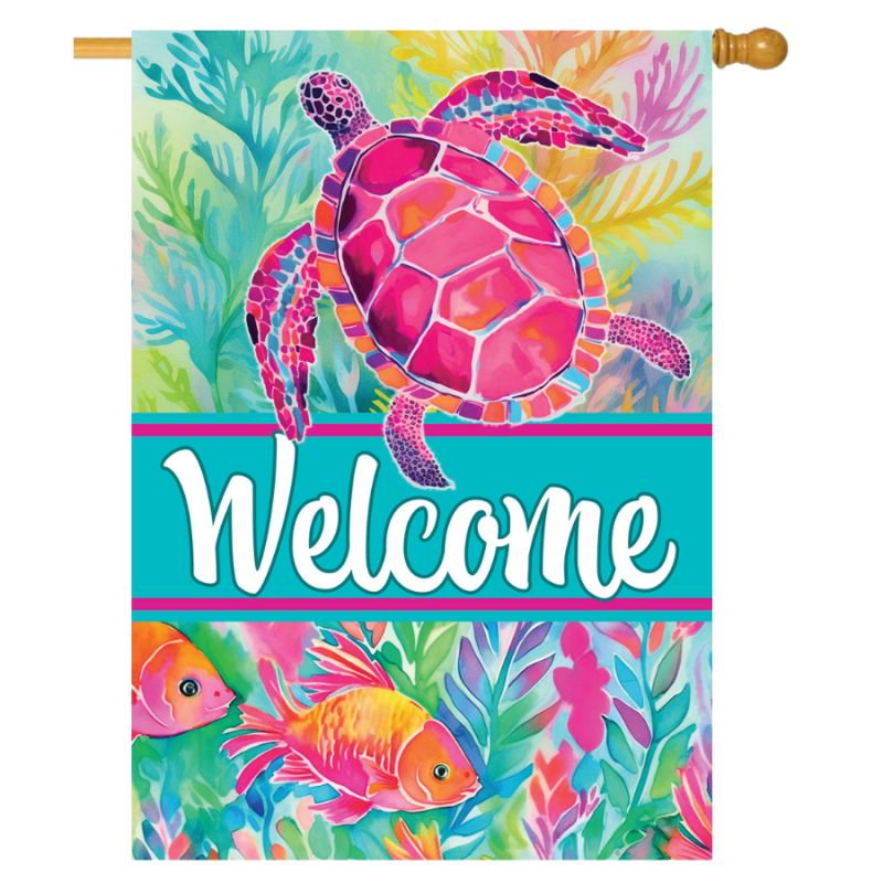 Watercolor Turtle House Flag