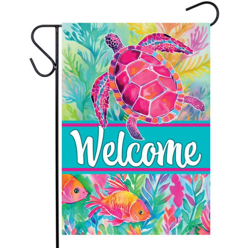 Watercolor Turtle Garden Flag