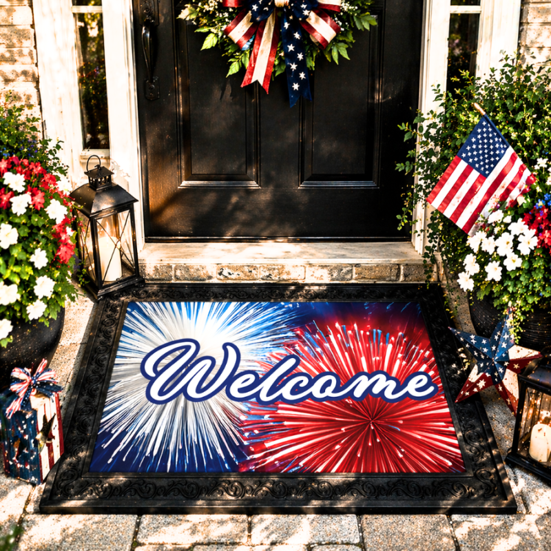 America Fireworks Doormat