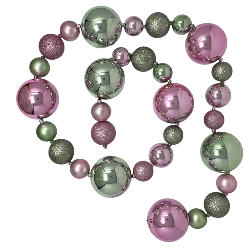 72" Ball Ornament Garland- Pink & Lime