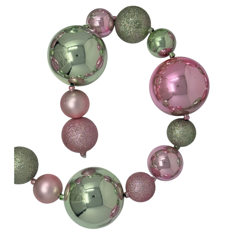 72" Ball Ornament Garland- Pink & Lime