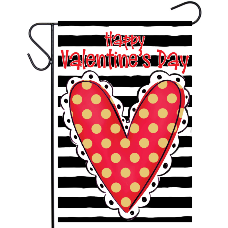 Polka Dot Heart Vinyl Garden Flag