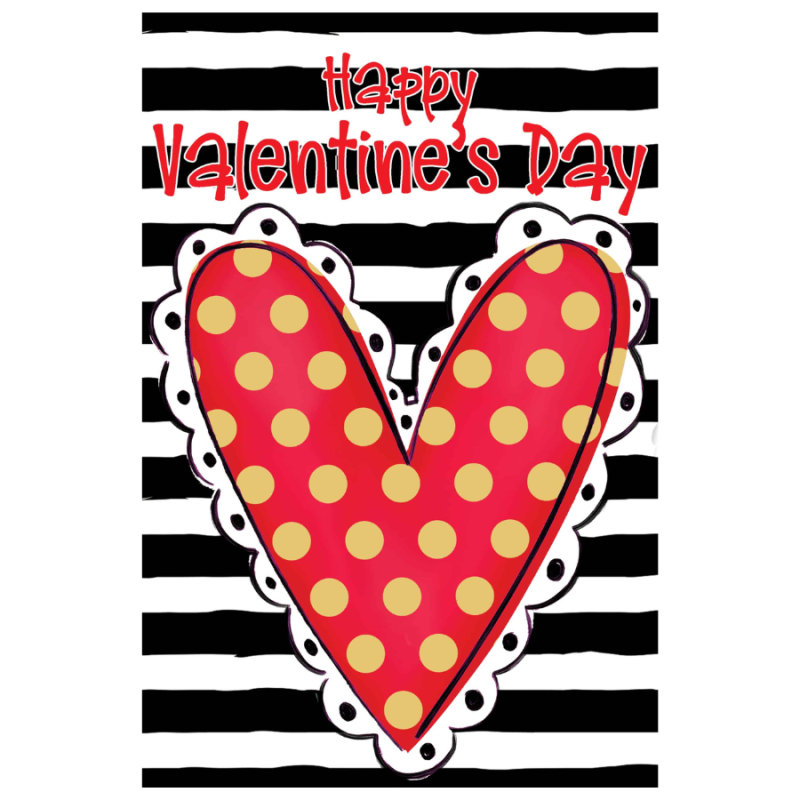 Polka Dot Heart Vinyl Garden Flag