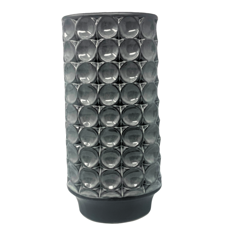 14" Silver Ceramic Vase