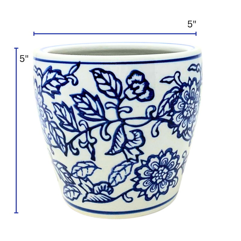 5" Porcelain Chinoiserie Planter