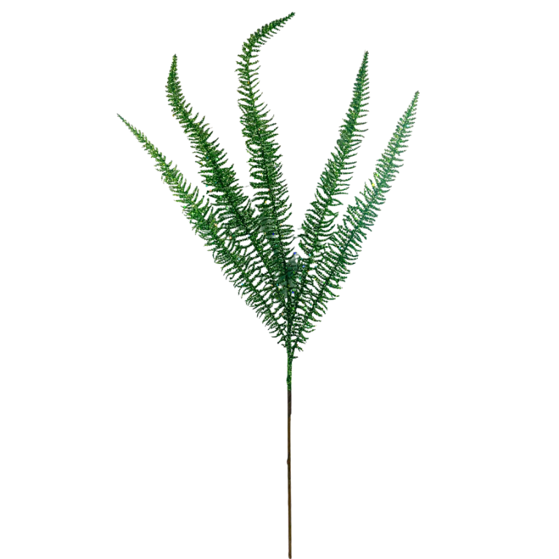 31" Green Glitter Fern Spray
