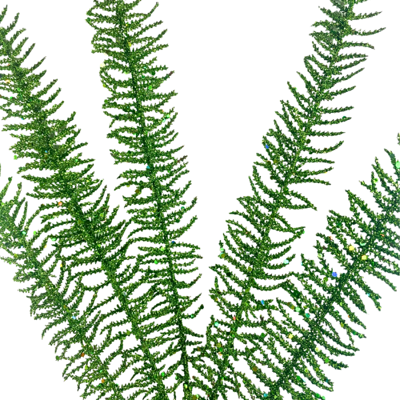 31" Green Glitter Fern Spray
