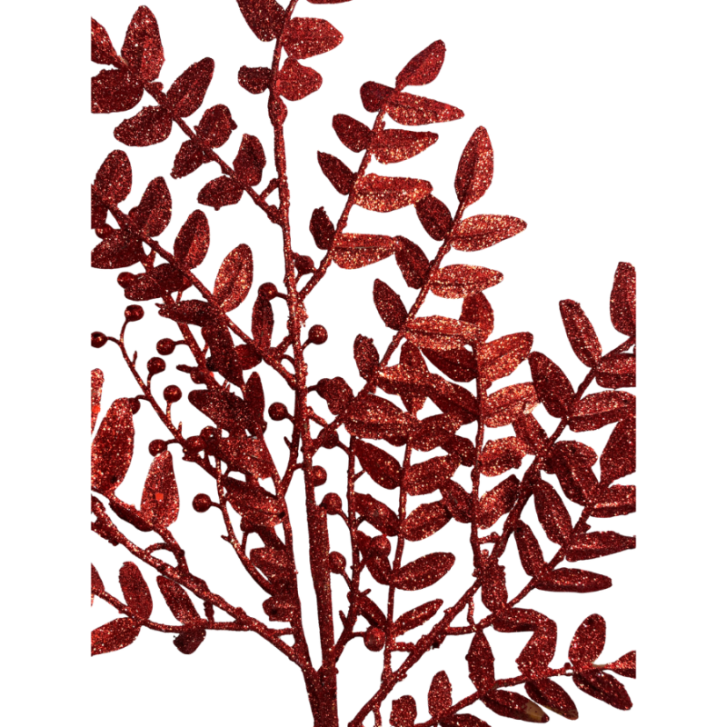 25" Sparkle Leaf Spray - Red