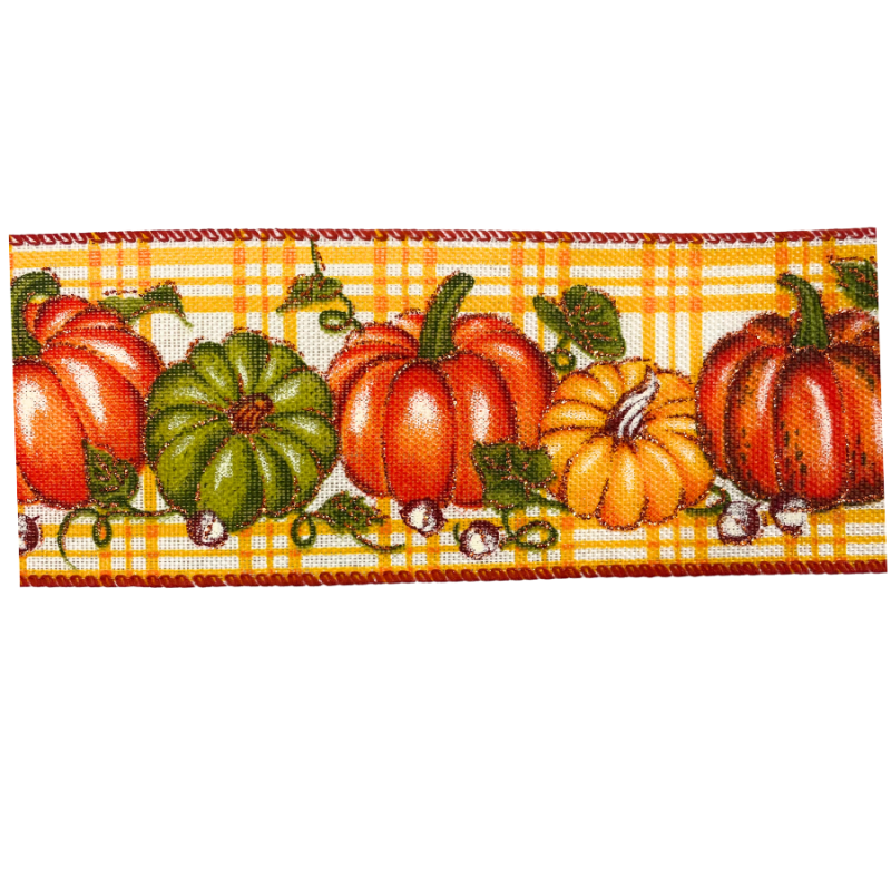 2.5" x 10yd Fall Pumpkin Trio Ribbon