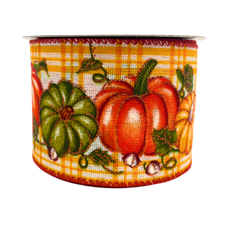 2.5" x 10yd Fall Pumpkin Trio Ribbon