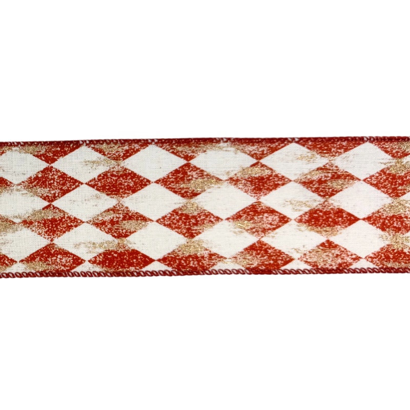 2.5" x 10yd Orange & Gold Diamond Ribbon