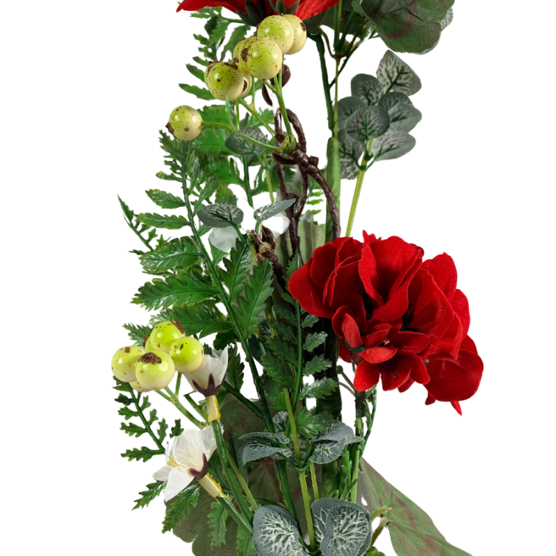 28" Geranium Berry Fern Spray - Red