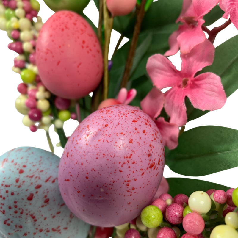 13" Egg Berry Peach Blossom Pick