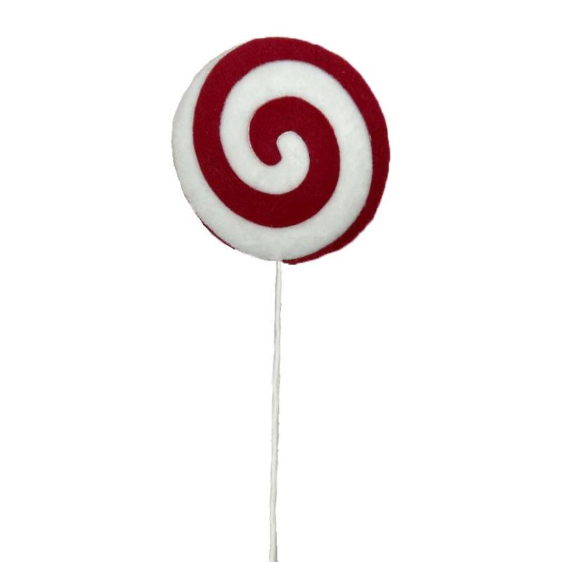 18" Felt Lollipop Pick - Red & White Swirl