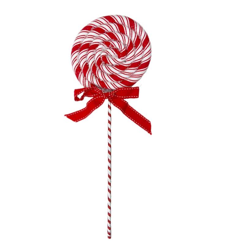 17" Red/White Swirl Lollipop Pick
