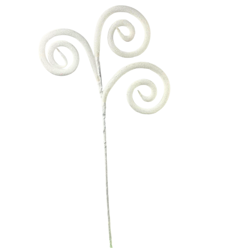 18" Glitter Tube Spiral Curly Spray - White