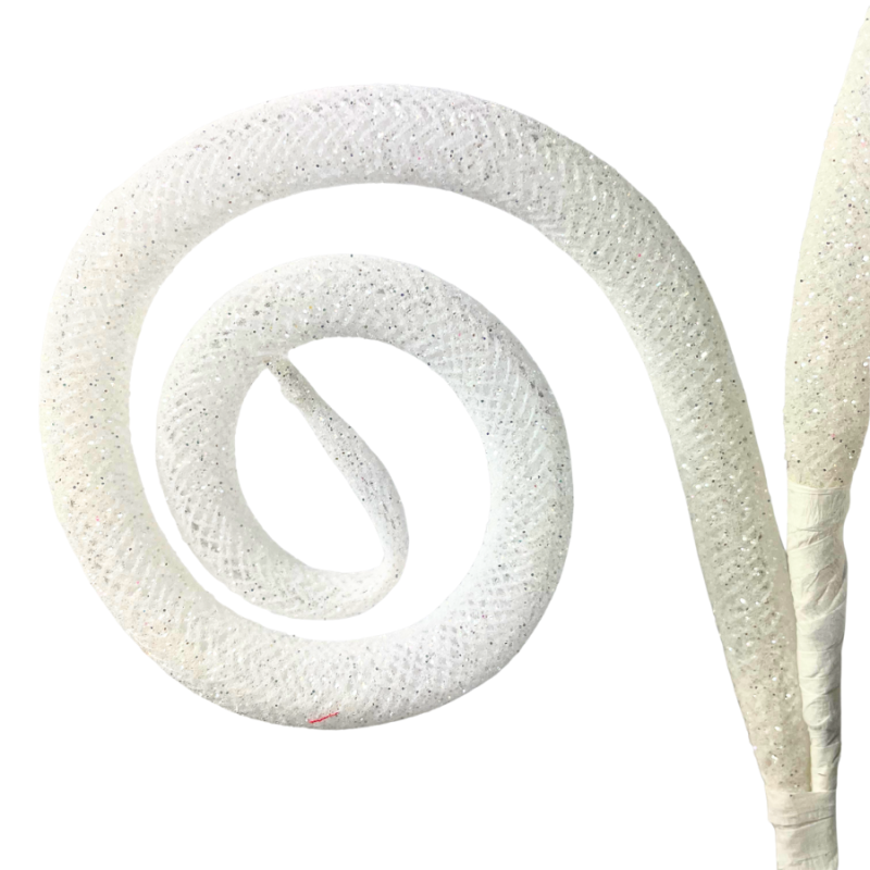 18" Glitter Tube Spiral Curly Spray - White