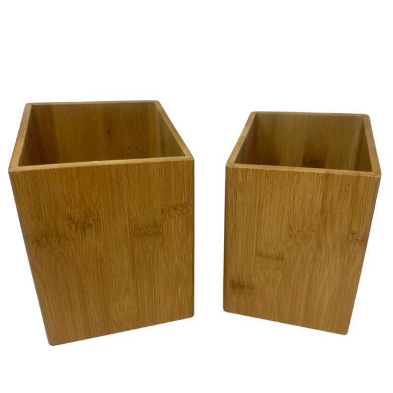 Set of Two Bamboo Utensil Holders