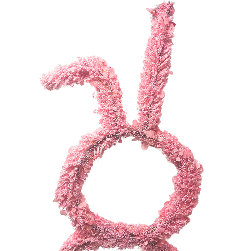 20" Beaded Easter Bunny Wreath - Pink