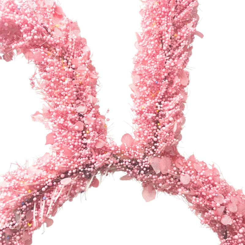 20" Beaded Easter Bunny Wreath - Pink