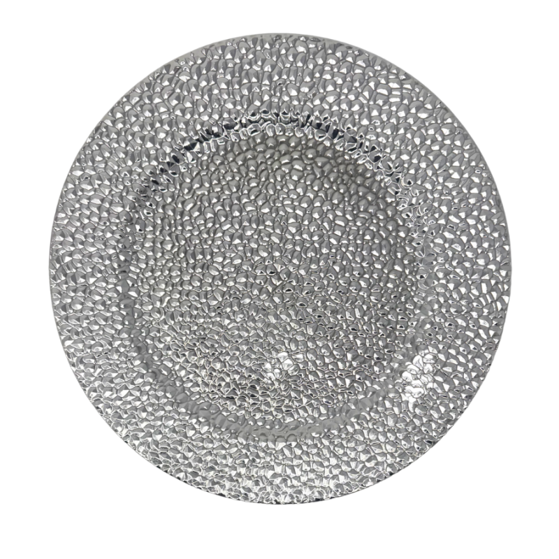 13" Plastic Silver Textured Charger Plate