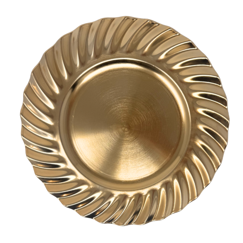 13" Plastic Gold Spiral Charger Plate