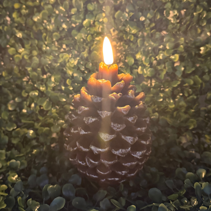 5" Battery Operated Pinecone Candle-Gold