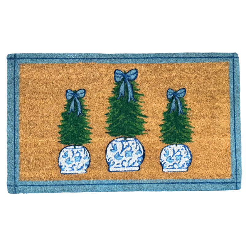 18" x 30" Christmas Trees in Chinoiserie Pot Doormat