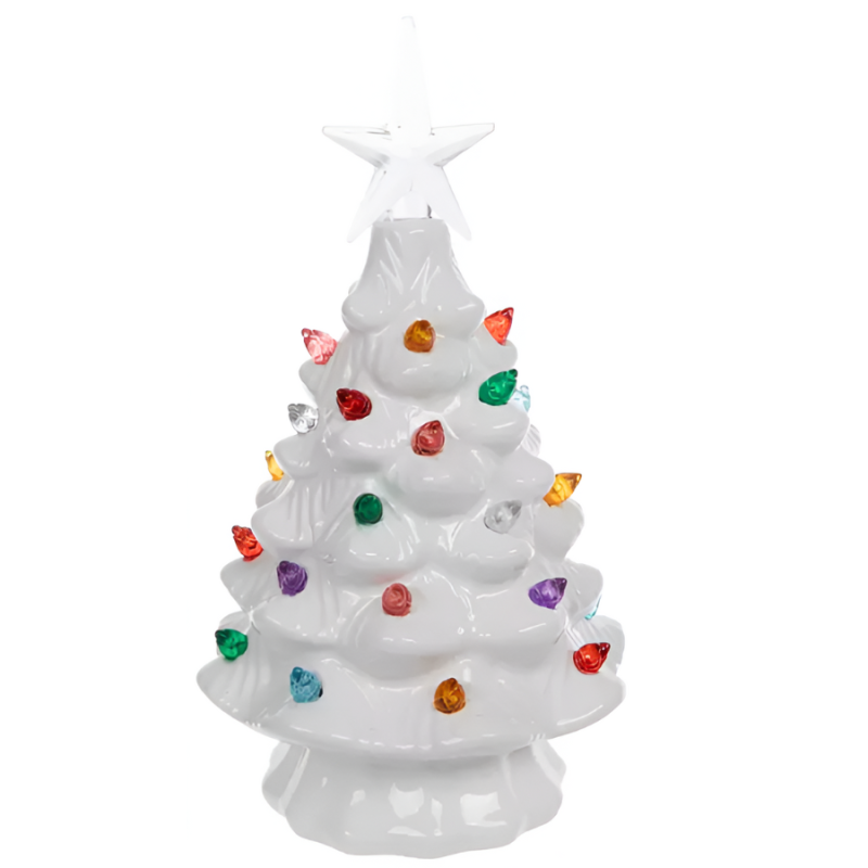 7.5" Ceramic Light Up Tree - White