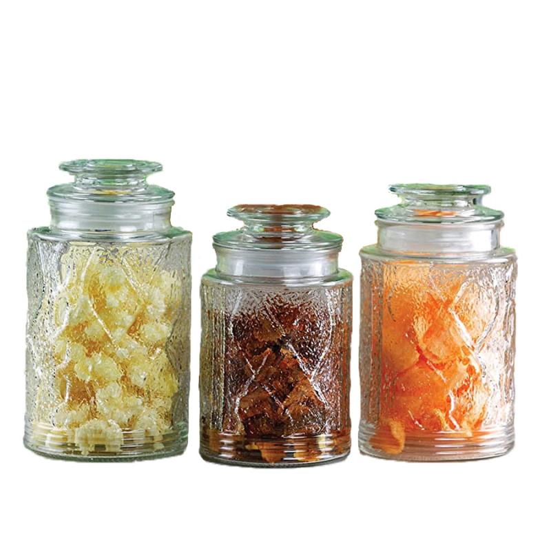 Embossed 3 Piece Kitchen Canister Set