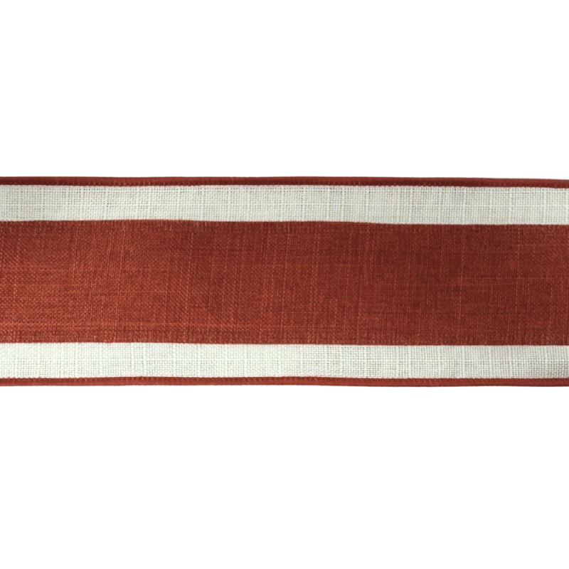2.5" x 10yd Burnt Orange with White Border Ribbon