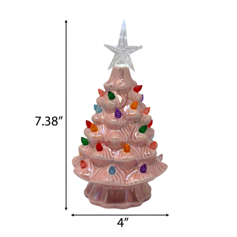 7.5" Ceramic Light Up Tree - Pearl Pink