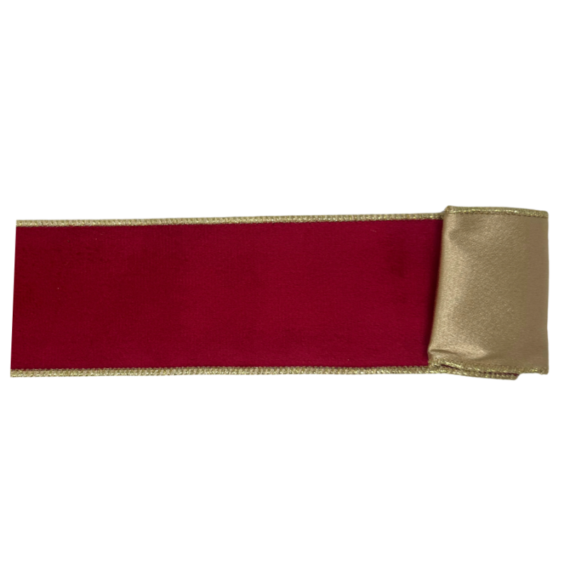 2.5" x 10yd Reversable Red Velvet & Gold Ribbon