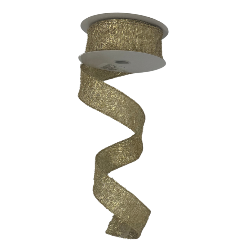 1.5" x10yd Gold Tinsel Ribbon